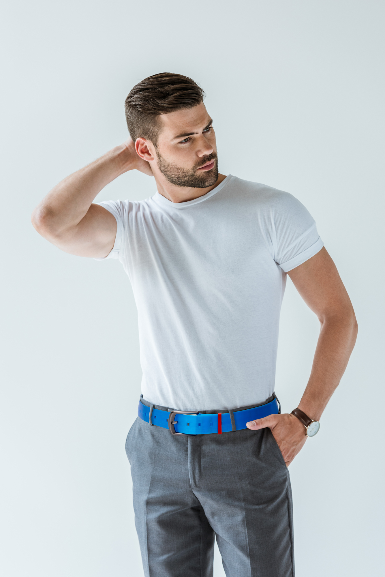 A stylish 3D Printed Belt made from ethically sourced polyurethane, showcasing its minimalist design and durable construction.