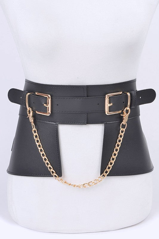 Main Chain Accent Faux Leather Skirt Belt image