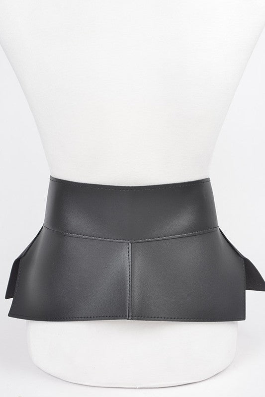 Chain Accent Faux Leather Skirt Belt featuring adjustable design and stylish chain detail.