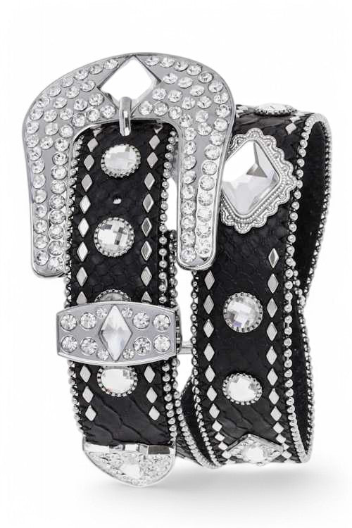 Main Crystal Embellished Fashion Leather Belt image