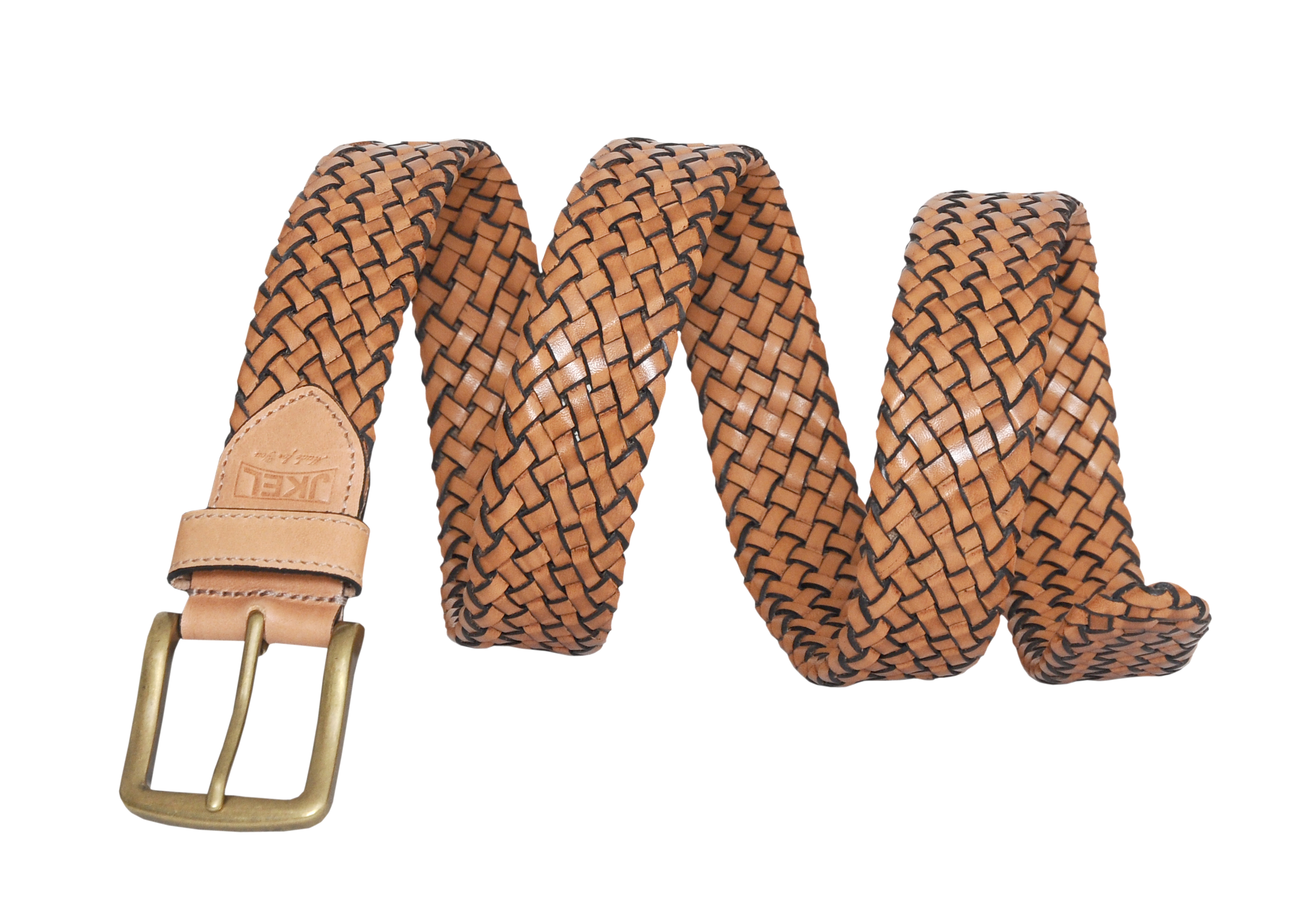 Galata Beige Plaited Leather Men Belt showcasing intricate plaiting and a nickel-free buckle, perfect for stylish men.