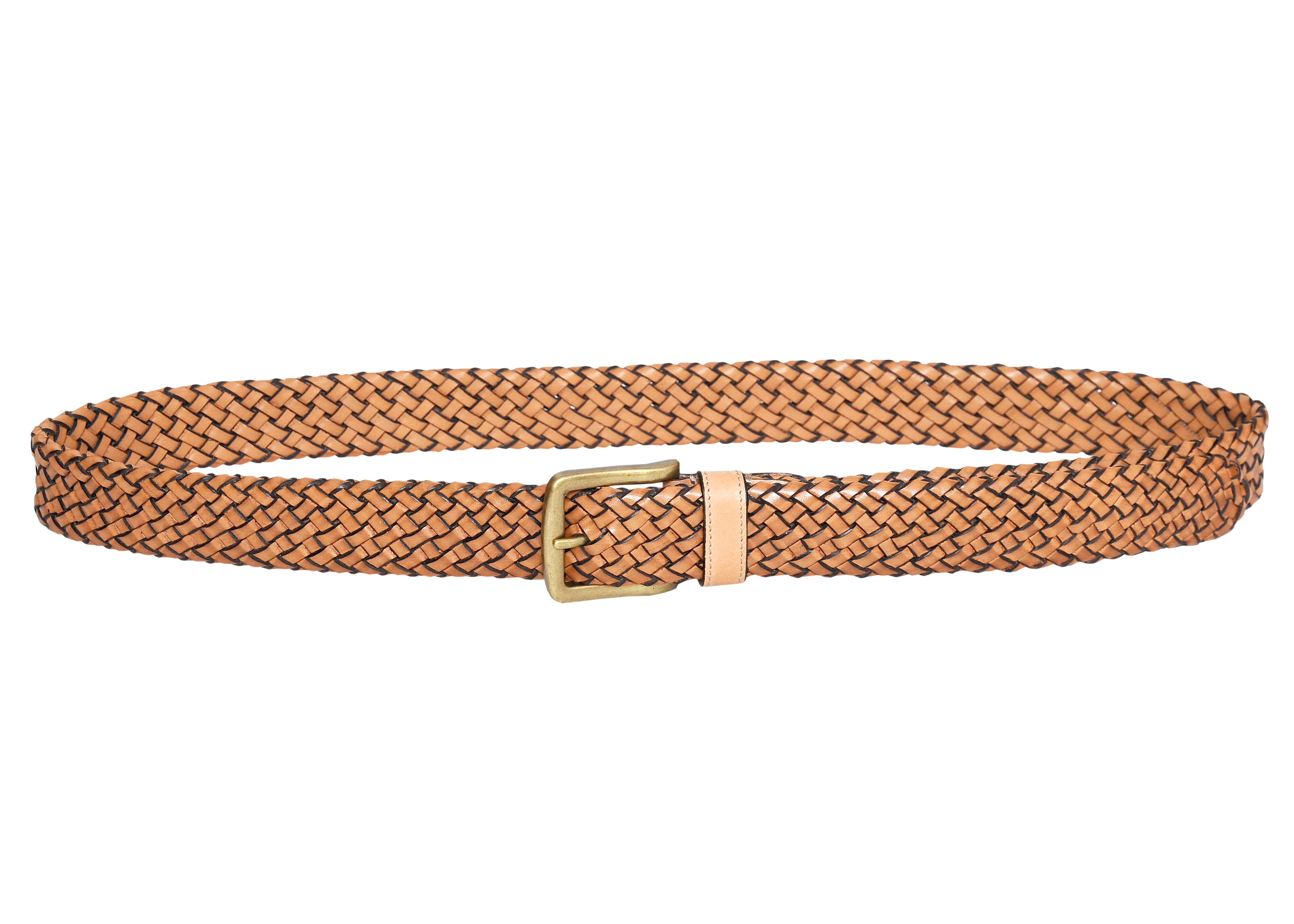 Galata Beige Plaited Leather Men Belt showcasing intricate plaiting and a nickel-free buckle, perfect for stylish men.