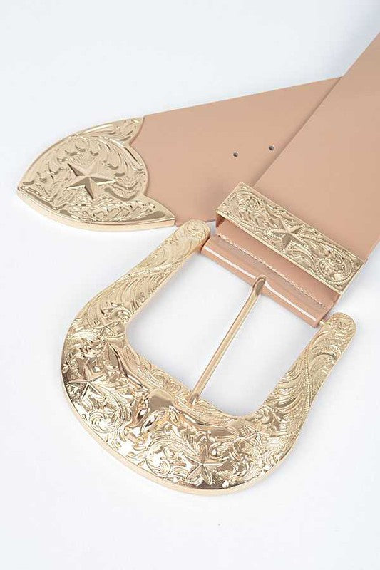 Main Plus Size Iconic Buckle Statement Patent Belt image