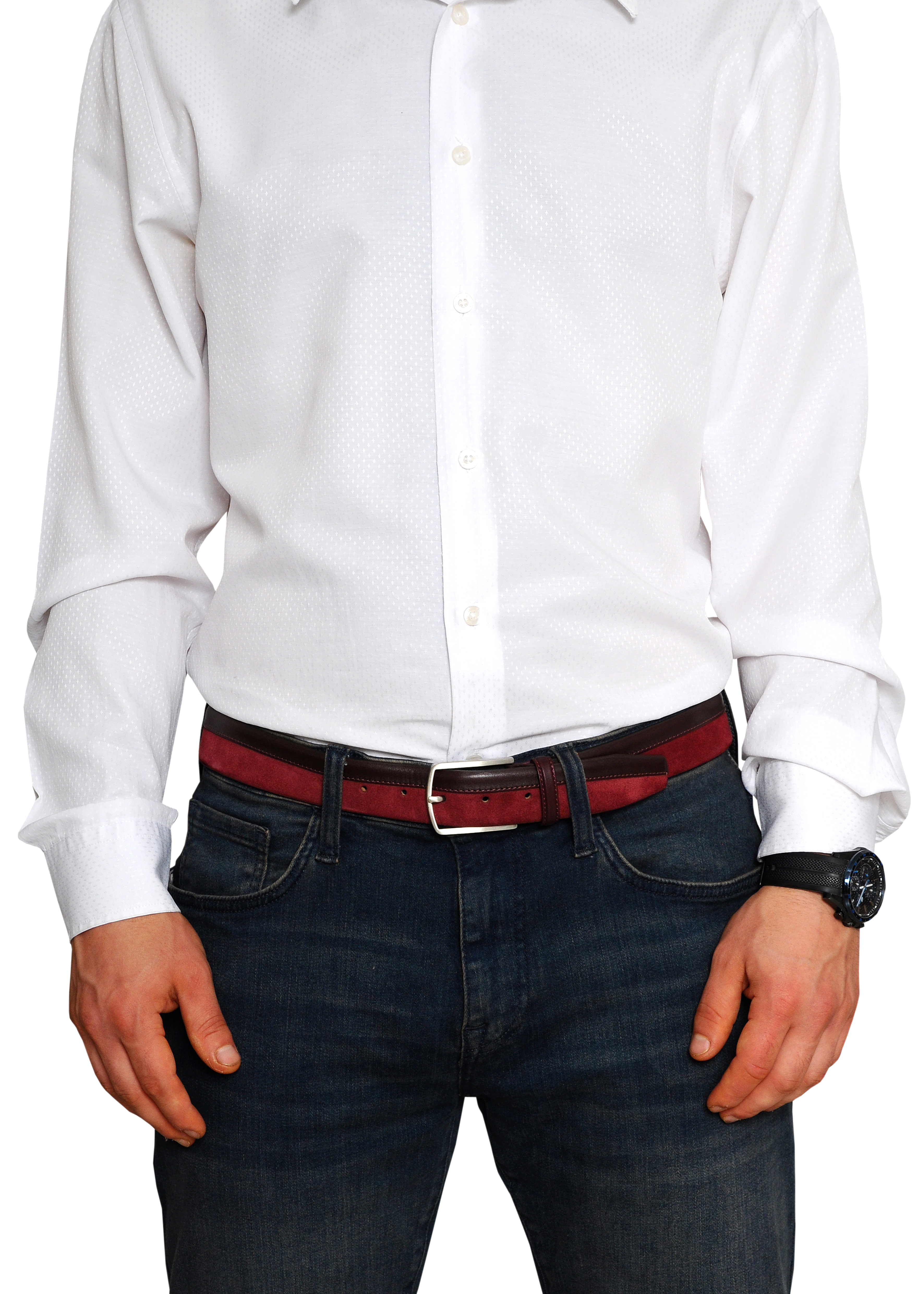 Siene Burgundy Leather Men Suede Belt featuring rich burgundy suede, dark leather trim, and a sleek silver buckle, elegantly displayed.