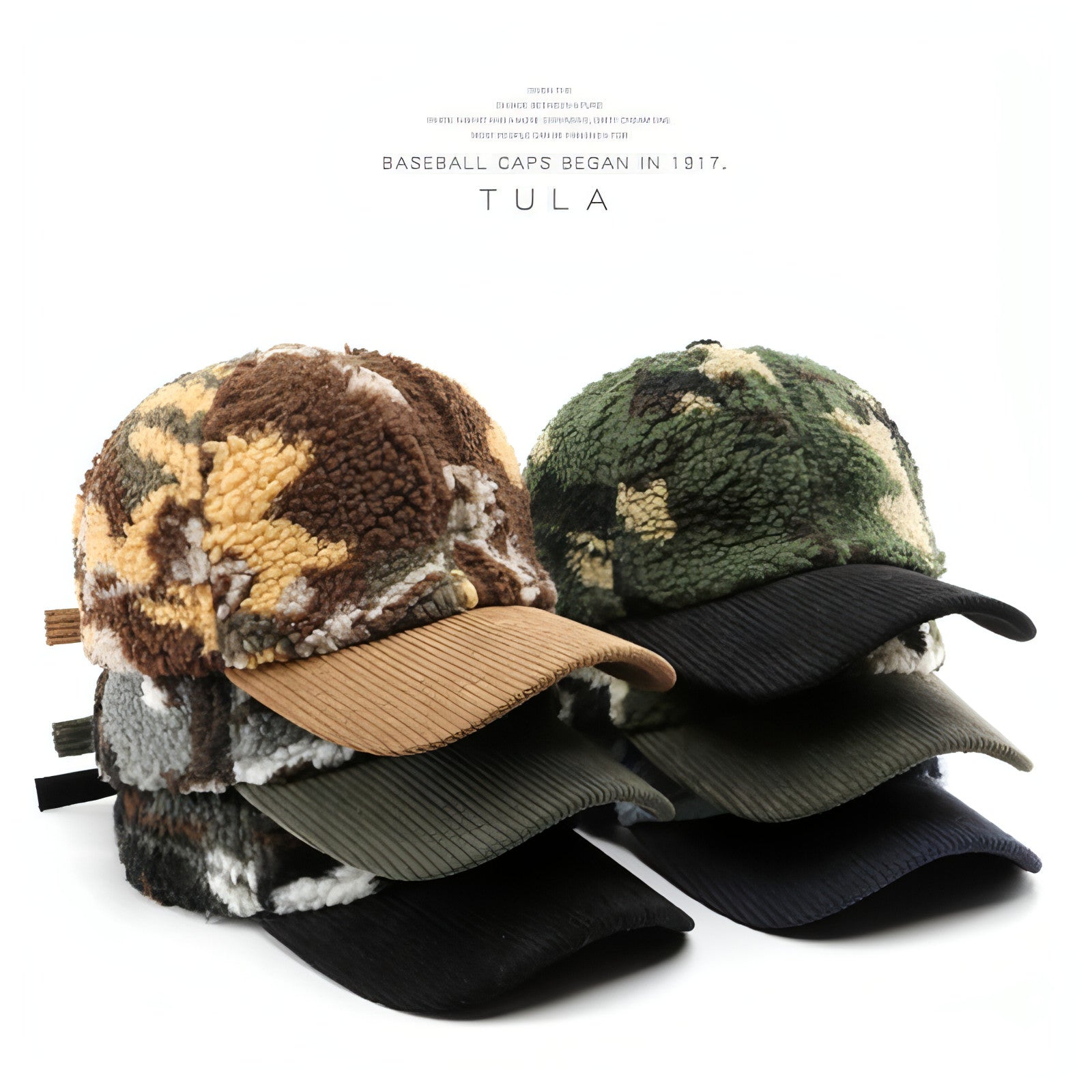 Main Assorted Colors Plush Camouflage Outdoor Keep Warm Baseball Cap image