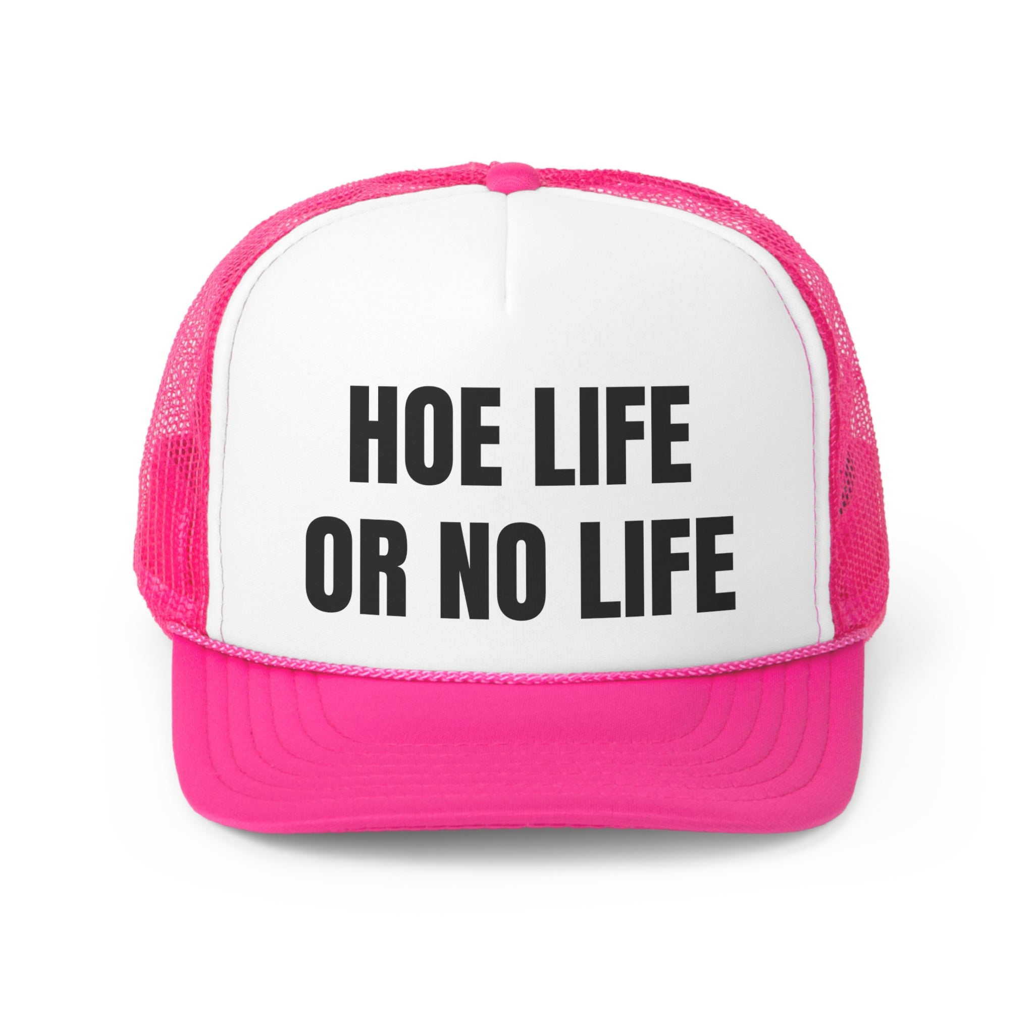 Be A Hoe Today Funny Trucker Hat featuring a bold slogan on a durable polyester front and breathable mesh back.