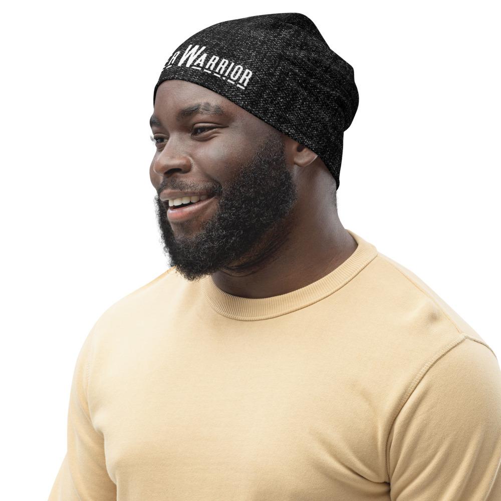 Black slouchy beanie hat for men and women, showcasing a trendy and stylish design, perfect for casual wear.