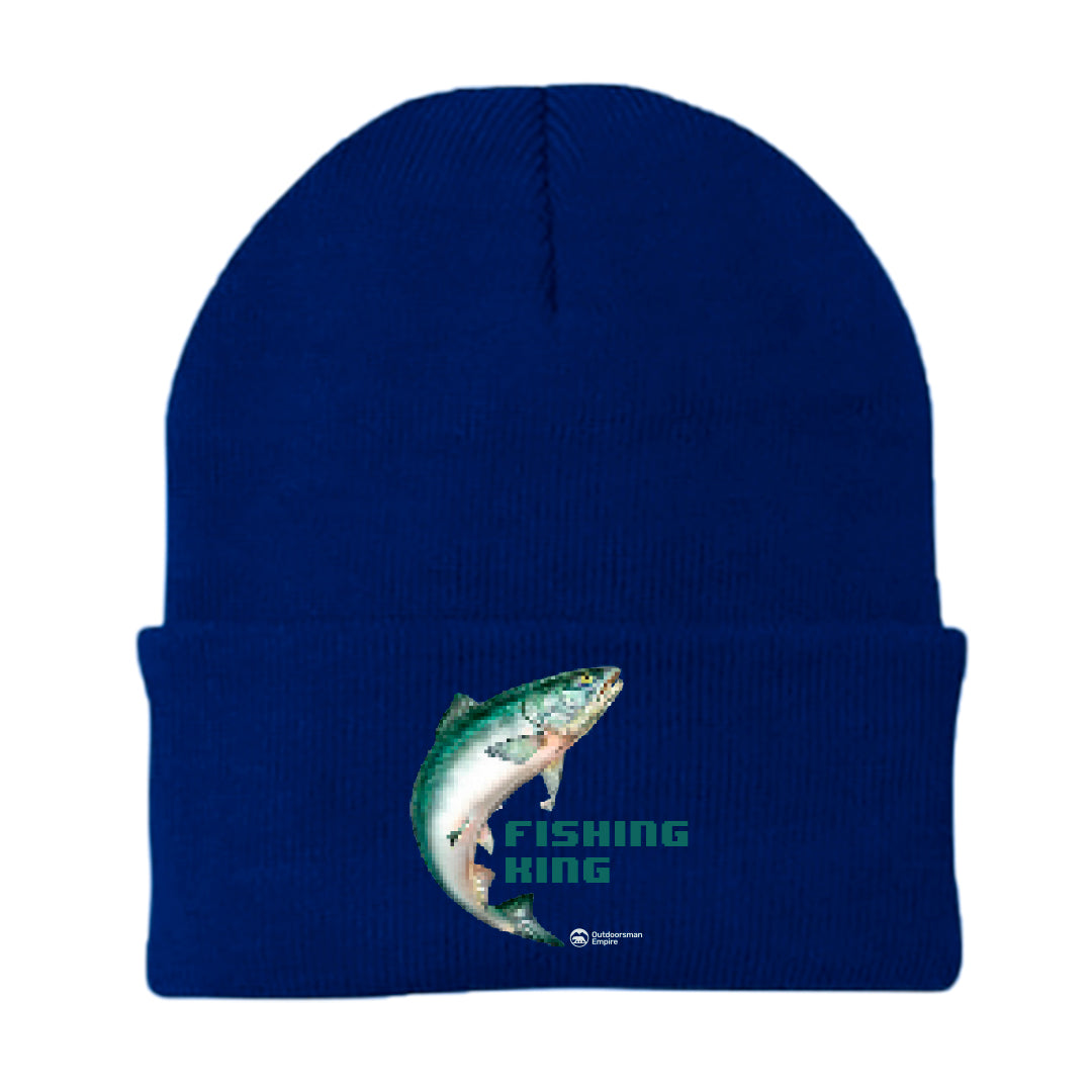 Fishing Pixelated Embroidered Beanie for men and women, featuring a snug fit and stylish design.