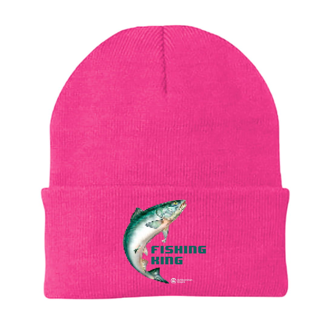 Fishing Pixelated Embroidered Beanie for men and women, featuring a snug fit and stylish design.