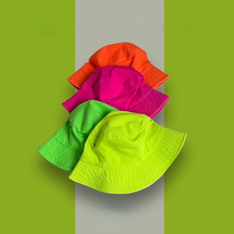 Fluorescent Bucket Summer Hat from Sexikinis Swim, showcasing vibrant colors and stylish design, perfect for sun protection.