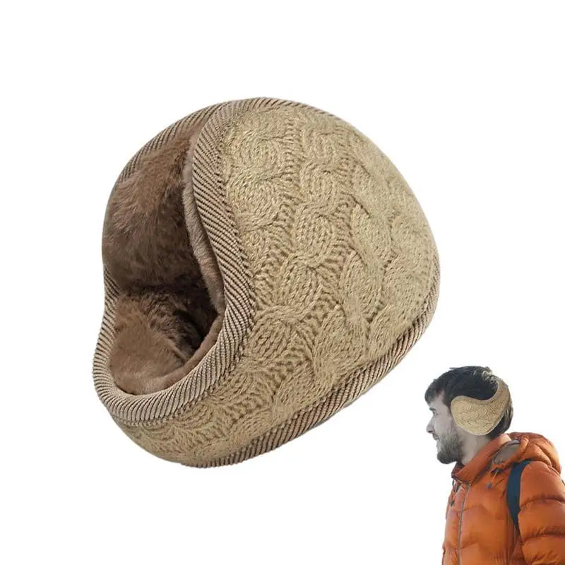 Foldable ear muffs in plush material, designed for cold weather, showcasing a soft and cozy appearance.