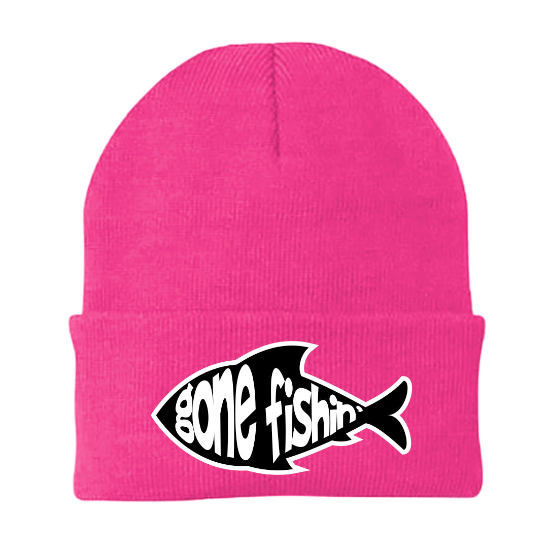 Gone Fishin v3 Embroidered Beanie in a cozy cotton-acrylic blend, featuring a stylish fishing-themed embroidery.