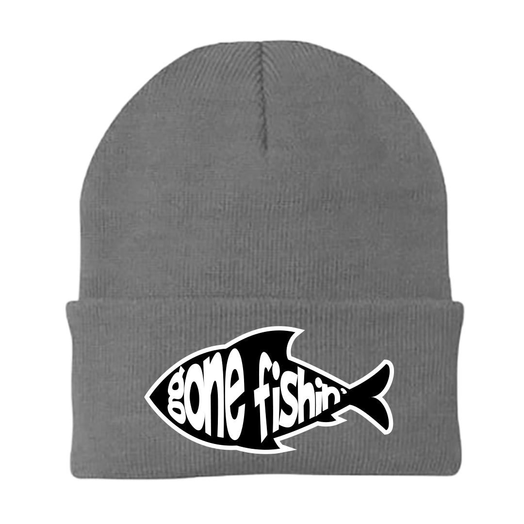 Gone Fishin v3 Embroidered Beanie in a cozy cotton-acrylic blend, featuring a stylish fishing-themed embroidery.