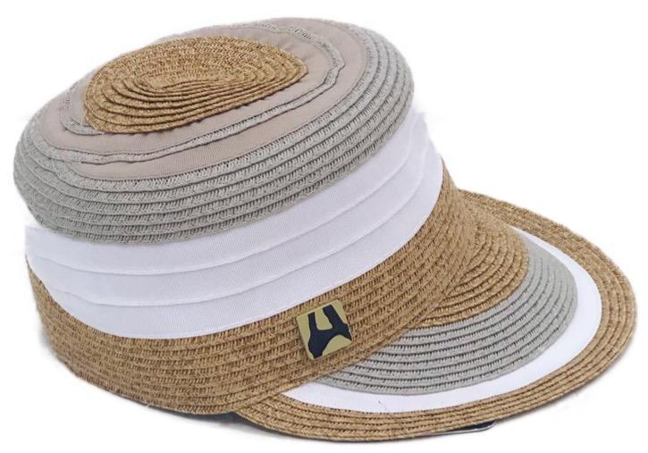 A stylish Grey Ribbon Visor Hat with a 3.5' brim and adjustable drawstring, perfect for sun protection and outdoor activities.