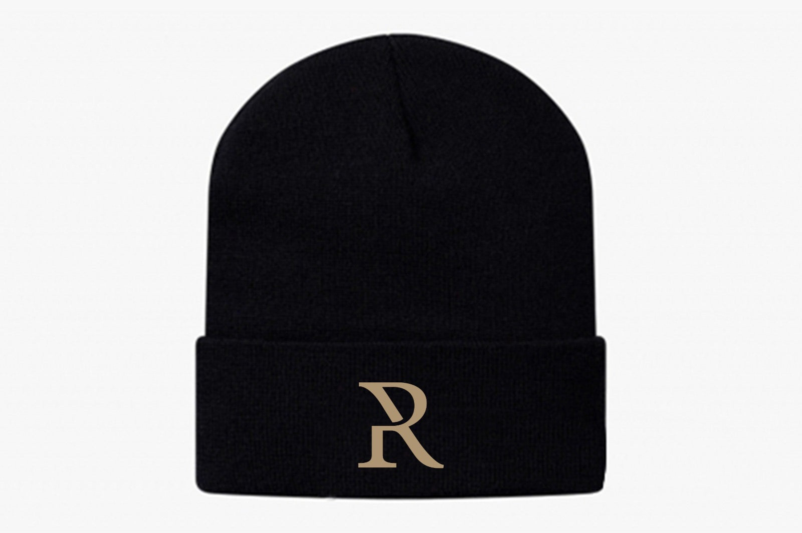 Rose Paulino Official Black Beanie with a roll-up cuff, made from recycled materials, showcasing a stylish and eco-friendly design.