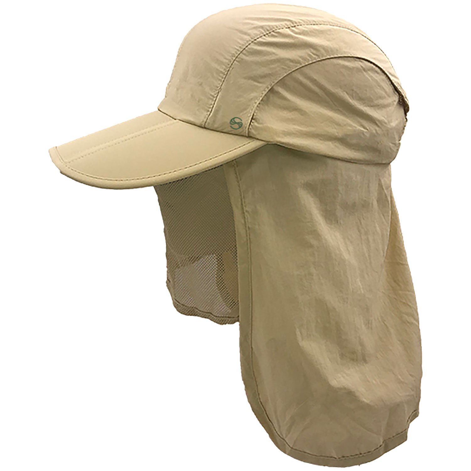 SOBEYO Outdoor Snap Hat in Khaki color with boonie brim and ear neck cover, designed for sun protection during outdoor activities.