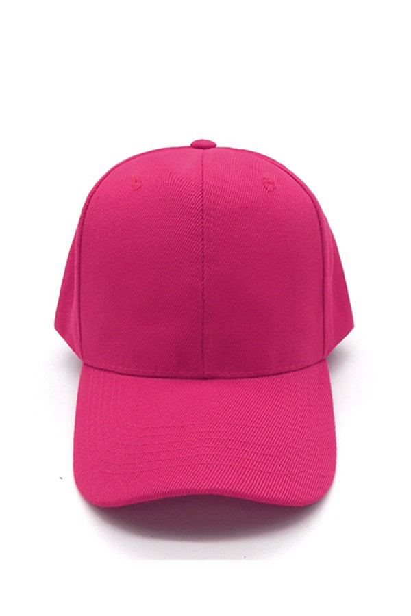Solid baseball cap with adjustable back closure, featuring a sleek design and comfortable fit.