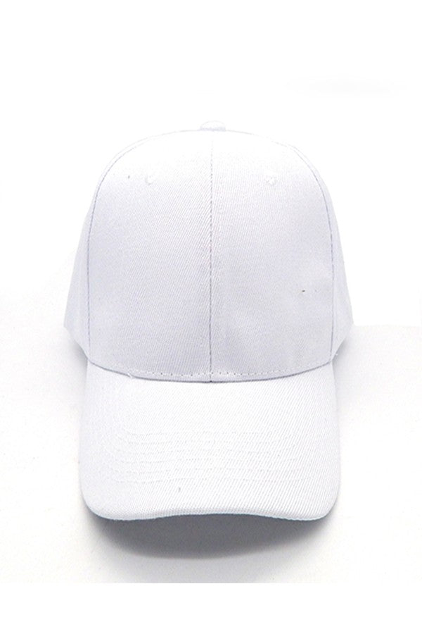 Solid baseball cap with adjustable back closure, featuring a sleek design and comfortable fit.