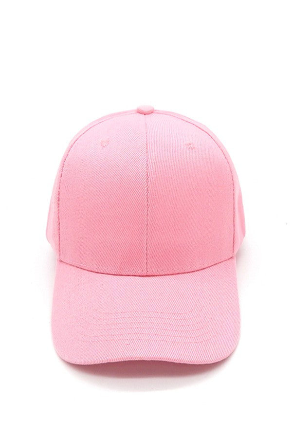 Solid baseball cap with adjustable back closure, featuring a sleek design and comfortable fit.