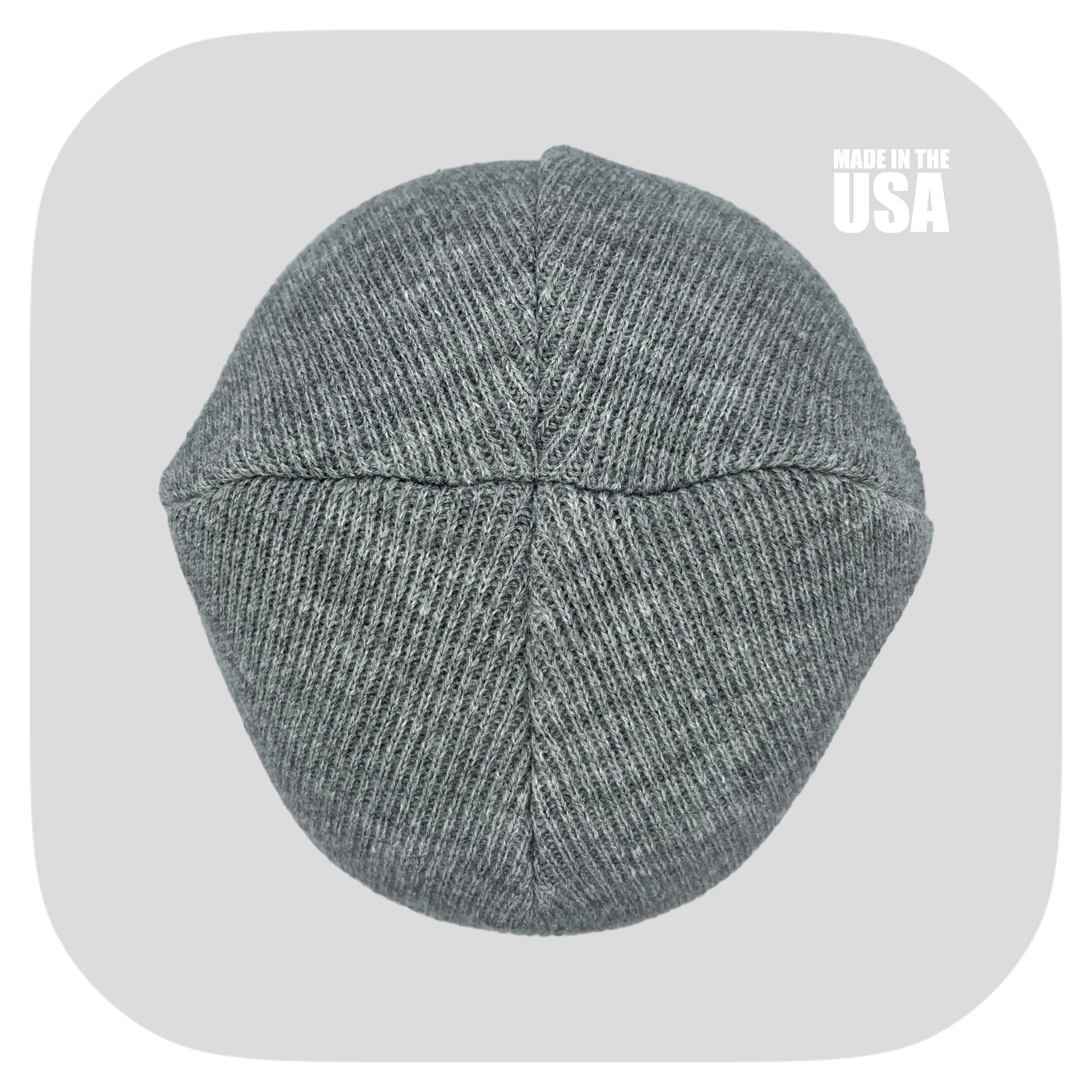 Cuffed gray winter beanie from The Beanie Factory, showcasing its soft texture and stylish design, perfect for cold weather.