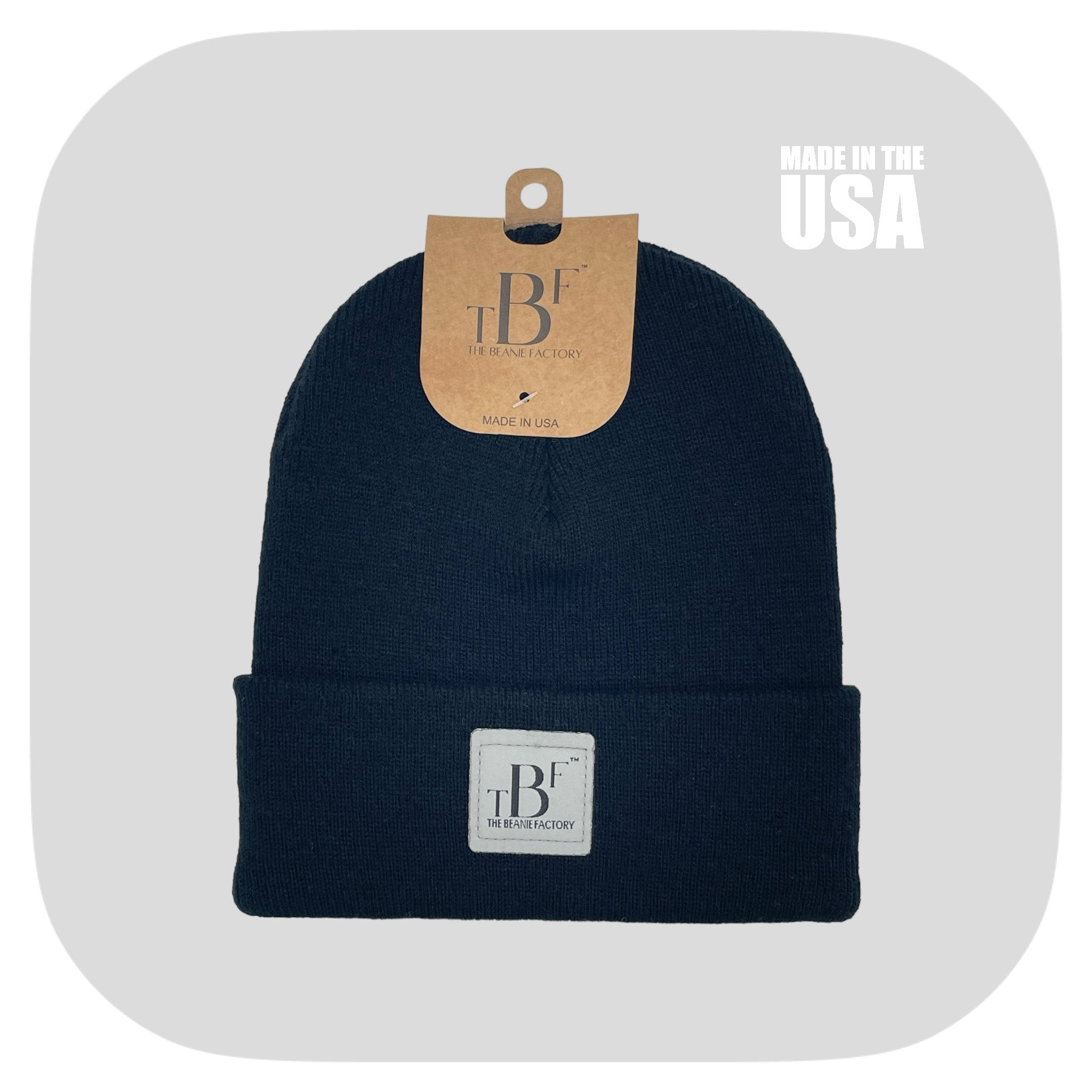 Cuffed gray winter beanie from The Beanie Factory, showcasing its soft texture and stylish design, perfect for cold weather.