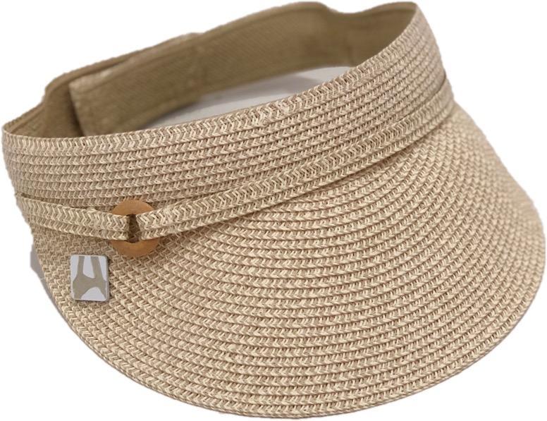 Vanilla Natural Visor made of Toyo braid with a 3.5” brim and Velcro closure, perfect for sun protection and stylish outdoor wear.
