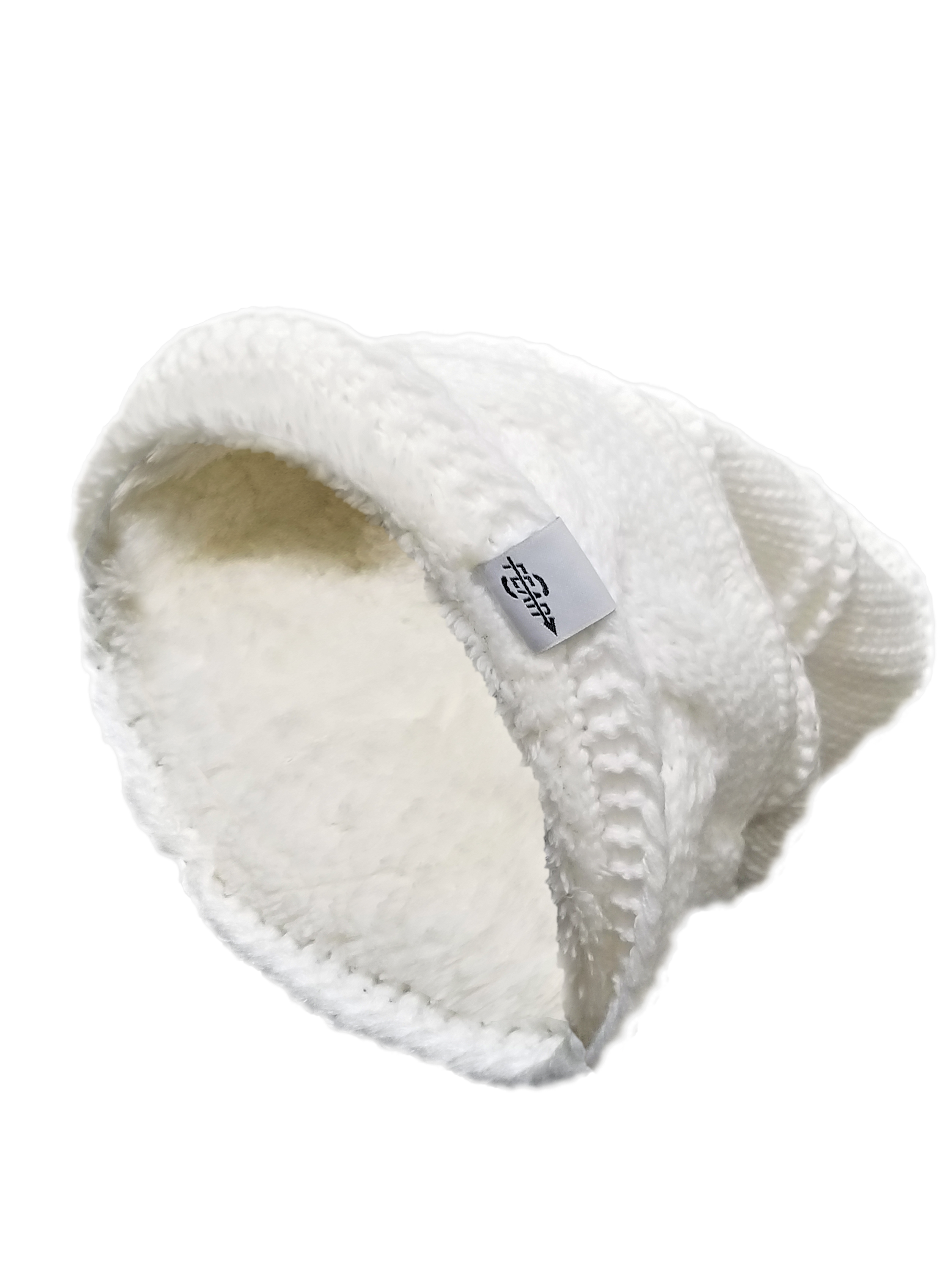 Warmest fleece lined slouch baggy women beanie hat in black, featuring a chunky cable knit design and soft plush lining for ultimate winter comfort.