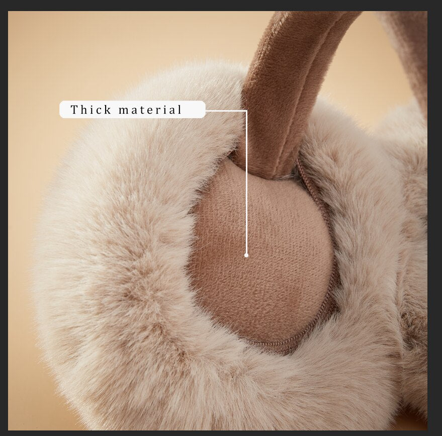 Winter plush earmuffs in solid colors, designed for warmth and style for men, women, and children.