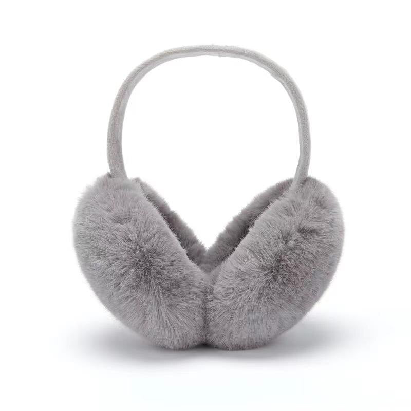 Winter plush earmuffs in solid colors, designed for warmth and style for men, women, and children.
