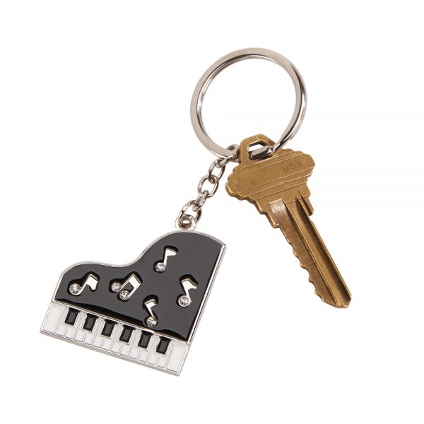 Piano keychain with metal key.