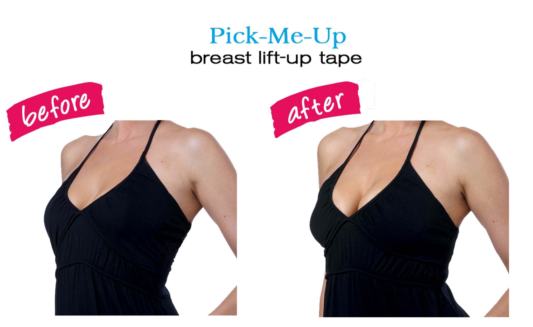 Pick-Me-Up tape for side boob lift, featuring disposable pairs with sweat-proof and water-proof adhesive, designed for comfort and easy application.