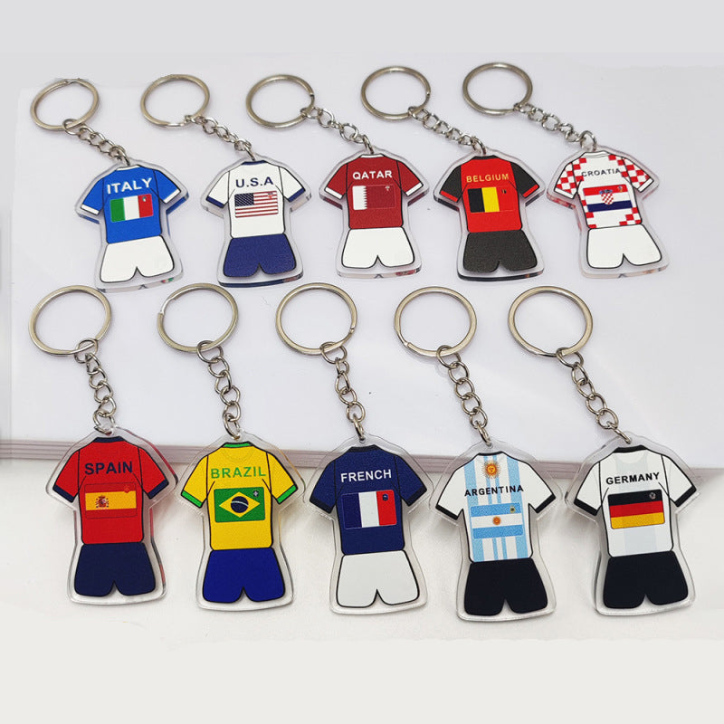 Acrylic key chain featuring Germany and France flags, perfect for football fans.
