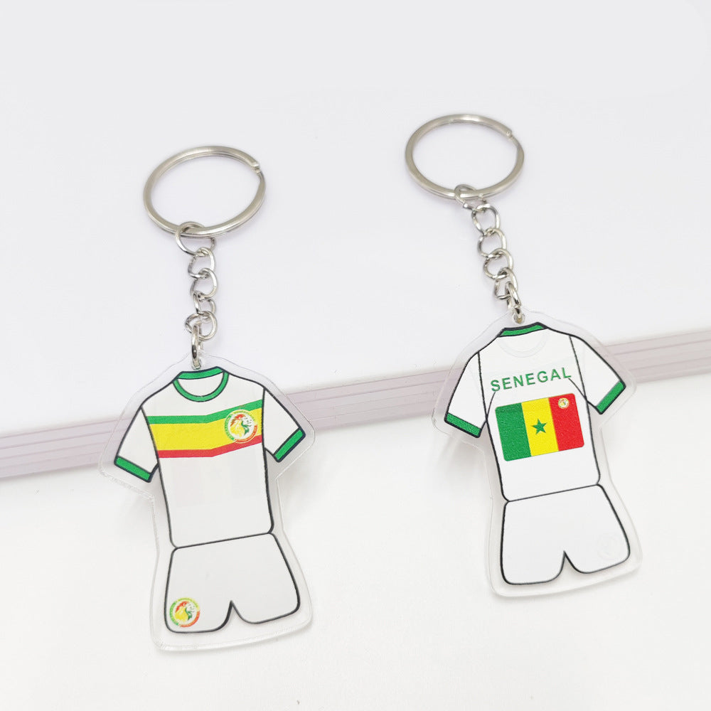 Acrylic key chain featuring Germany and France flags, perfect for football fans.
