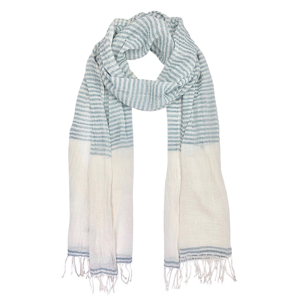 A beautifully handcrafted Airy Cotton Stripe Scarf made from pure Ethiopian cotton, showcasing soft colors and lightweight design.