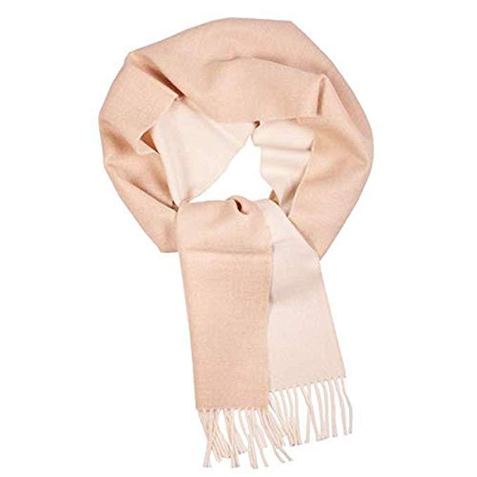 Luxurious beige-white 100% baby alpaca scarf, showcasing its soft texture and elegant design, perfect for winter wear.