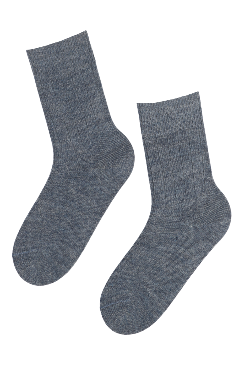 ALPAKA men's blue socks made from soft alpaca wool with a classic rib pattern.