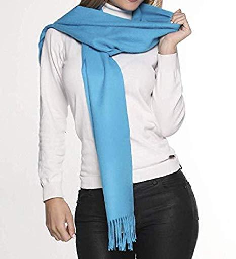 Luxurious blue scarf made from 100% baby alpaca wool, showcasing its soft texture and elegant design.