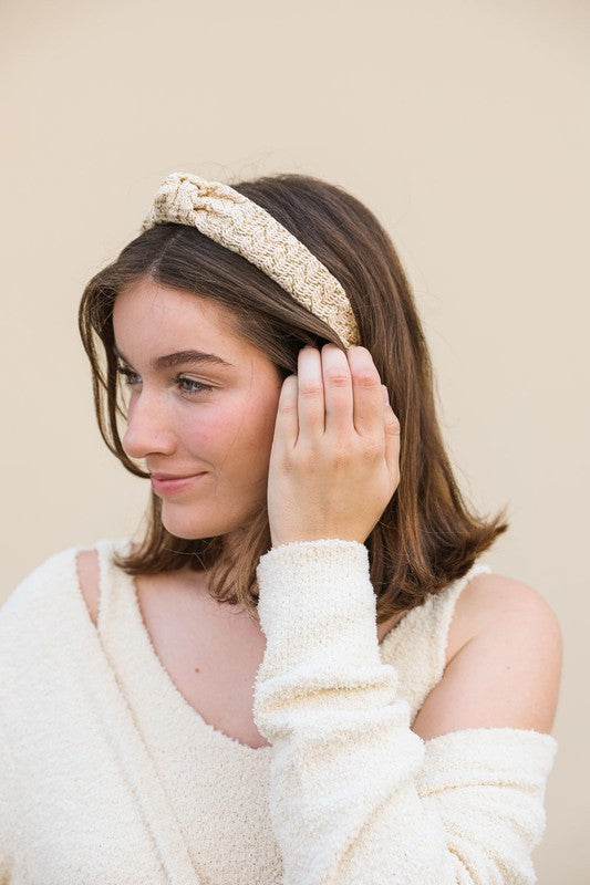 Larex Basketwoven Top Knot Headband featuring a stylish woven design in a comfortable fit.