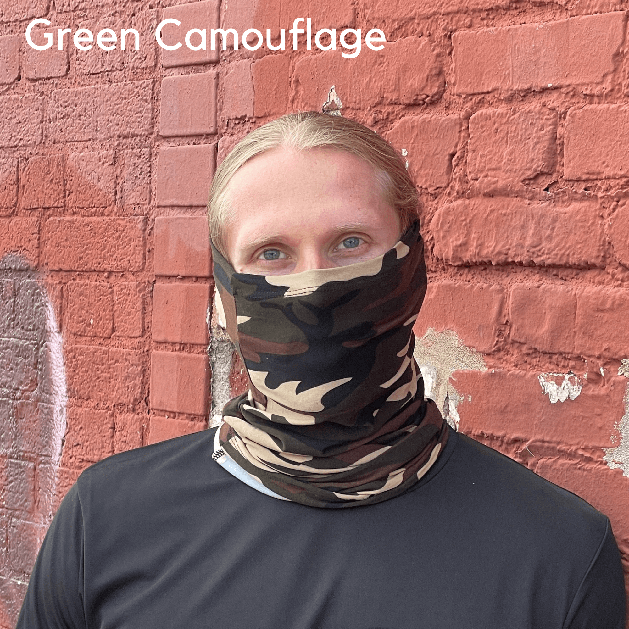 A stylish unisex sports neck gaiter face mask in various colors, designed for outdoor activities like running, hiking, and cycling.