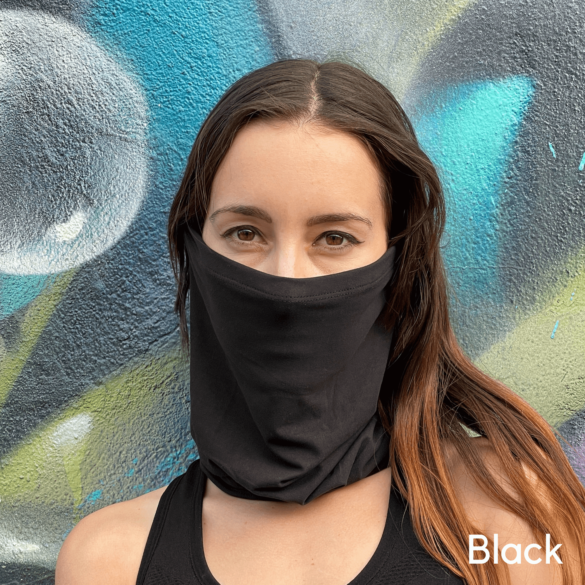 A stylish unisex sports neck gaiter face mask in various colors, designed for outdoor activities like running, hiking, and cycling.