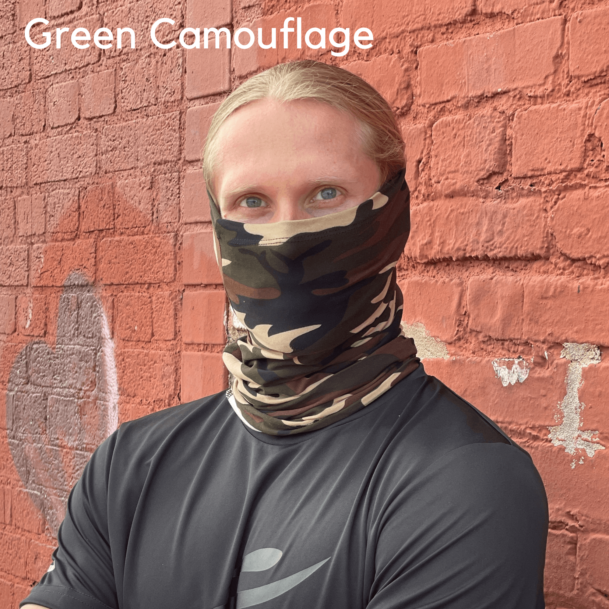 A stylish unisex sports neck gaiter face mask in various colors, designed for outdoor activities like running, hiking, and cycling.