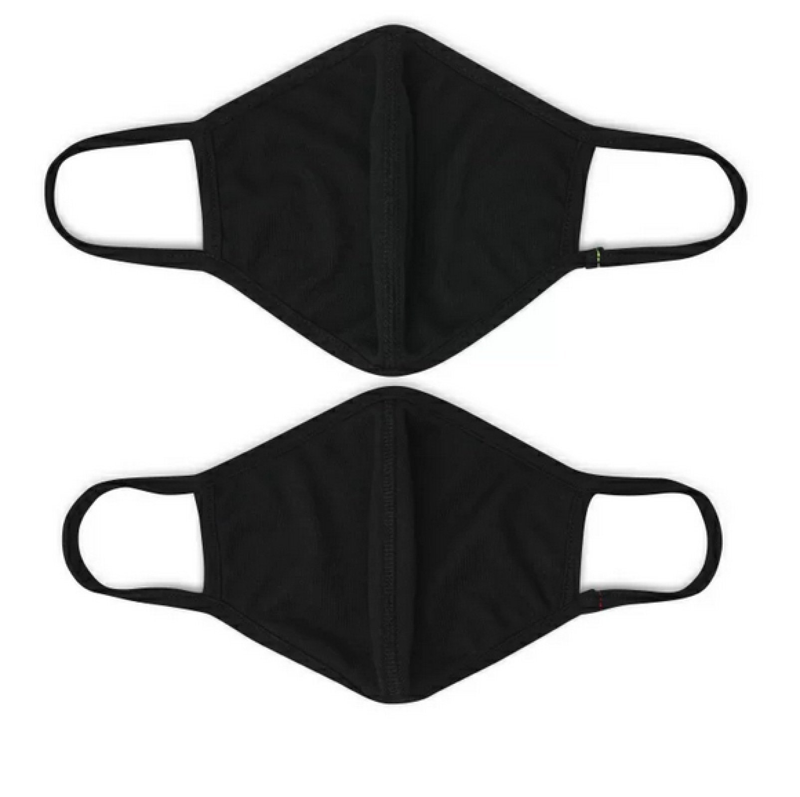 Three simple black face masks made of durable double-layer cloth with elastic ear loops, designed for comfort and hygiene.
