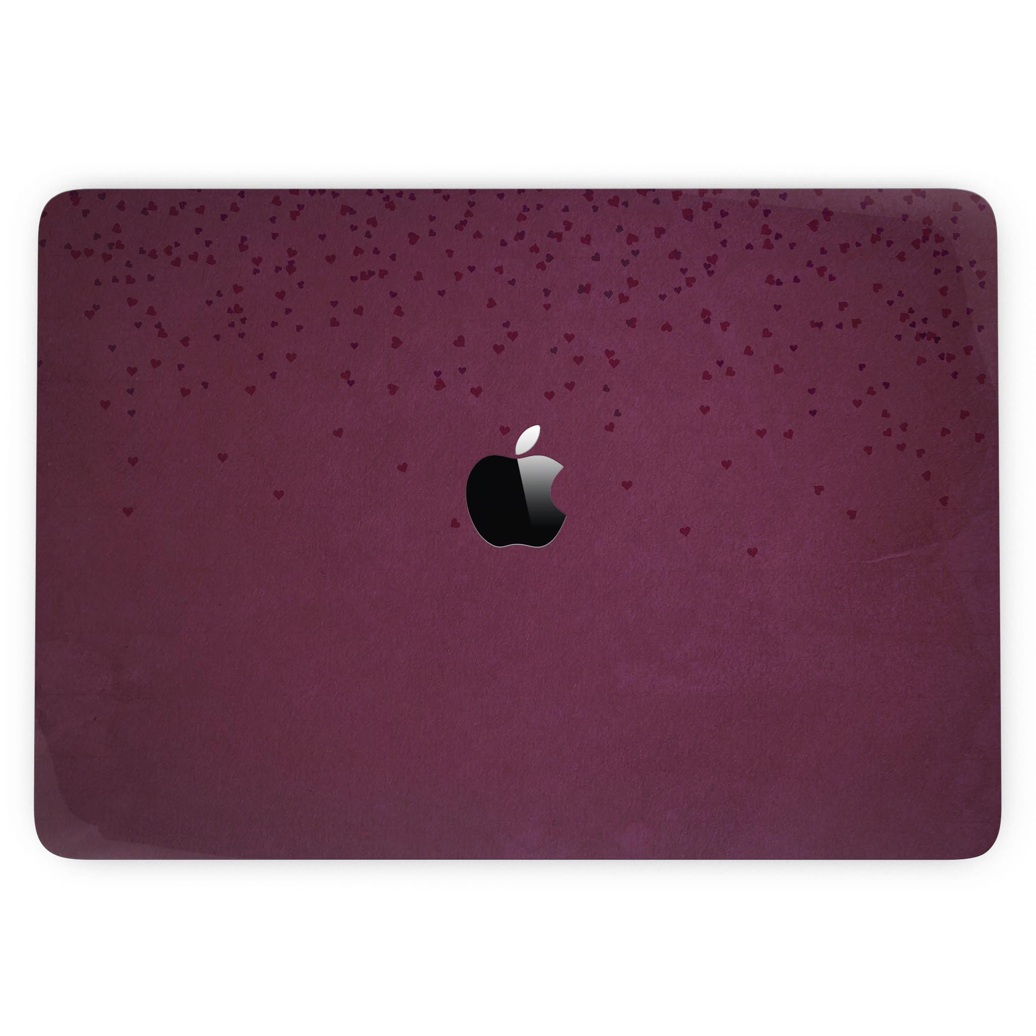 50 Shades of Burgundy Micro Hearts skin for 13" MacBook Pro without Touch Bar, showcasing a stylish design with micro hearts pattern.