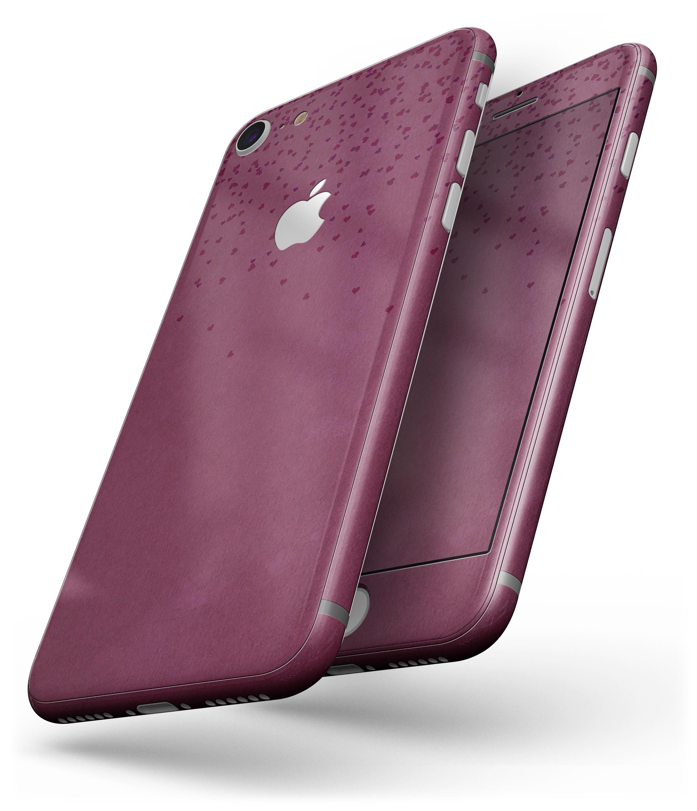 Stylish 50 Shades of Burgundy Micro Hearts skin for iPhone 8 and 8 Plus, showcasing a unique heart pattern in burgundy shades.