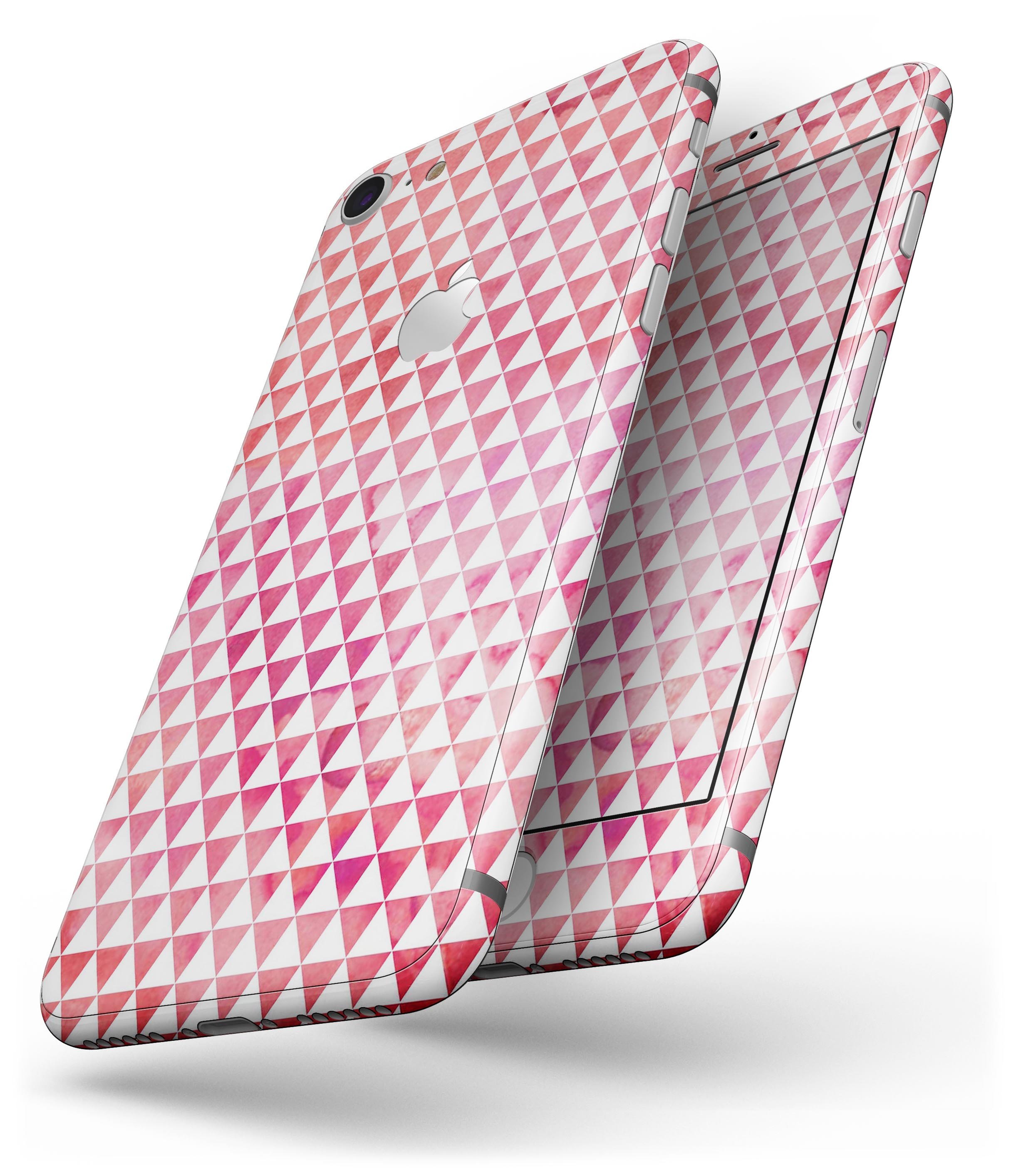 Stylish 50 Shades of Pink Micro Triangles skin for iPhone 8 and 8 Plus, showcasing a vibrant triangle pattern.