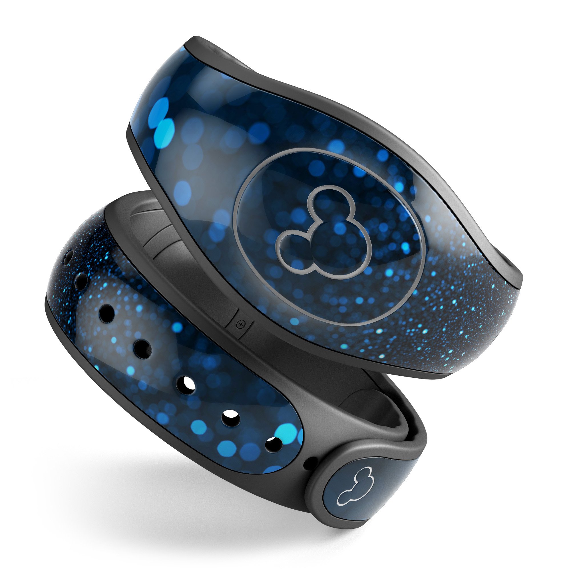 50 Shades of Unflocused Blue decal skin wrap kit for Disney Magic Band, showcasing vibrant colors and a stylish design.