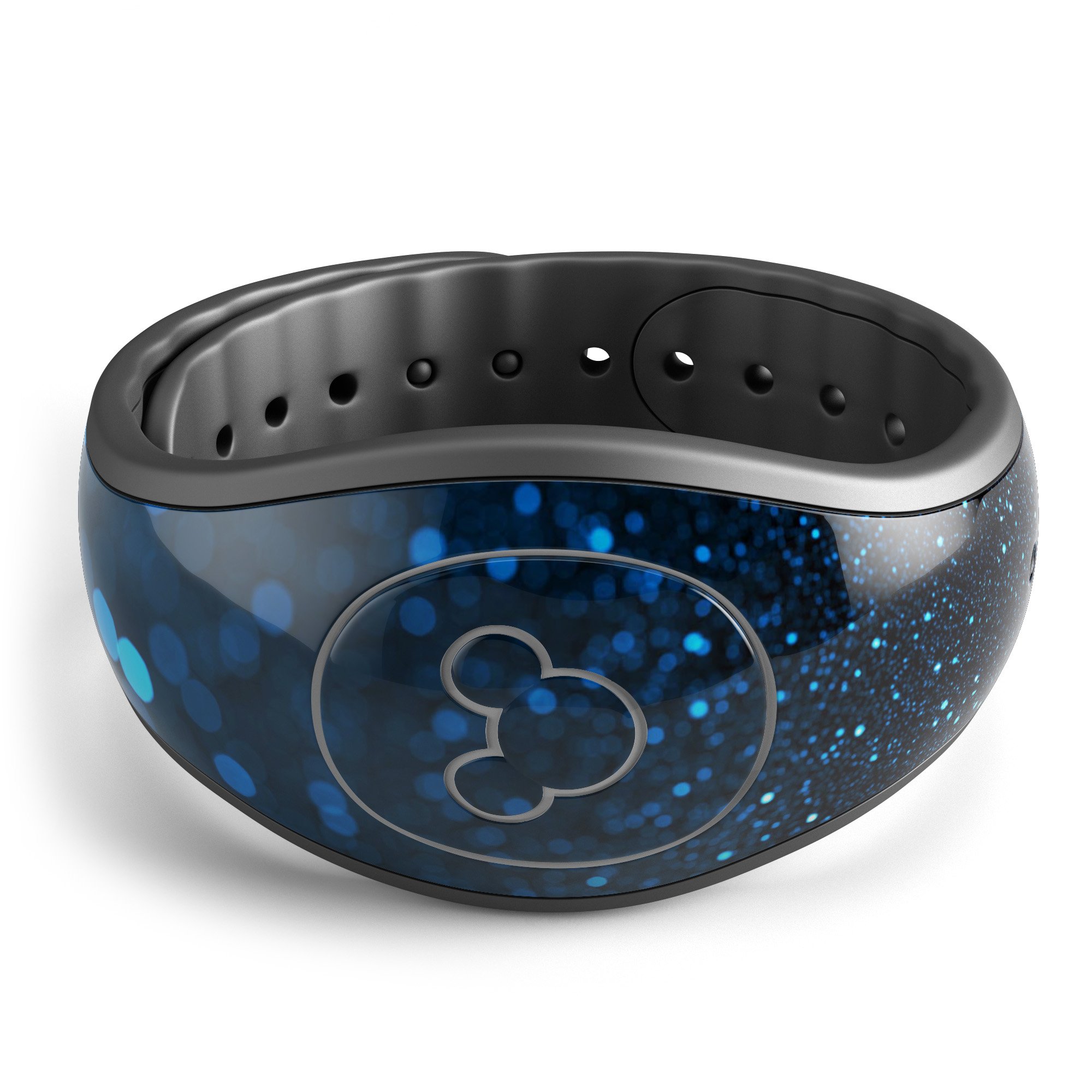 50 Shades of Unflocused Blue decal skin wrap kit for Disney Magic Band, showcasing vibrant colors and a stylish design.