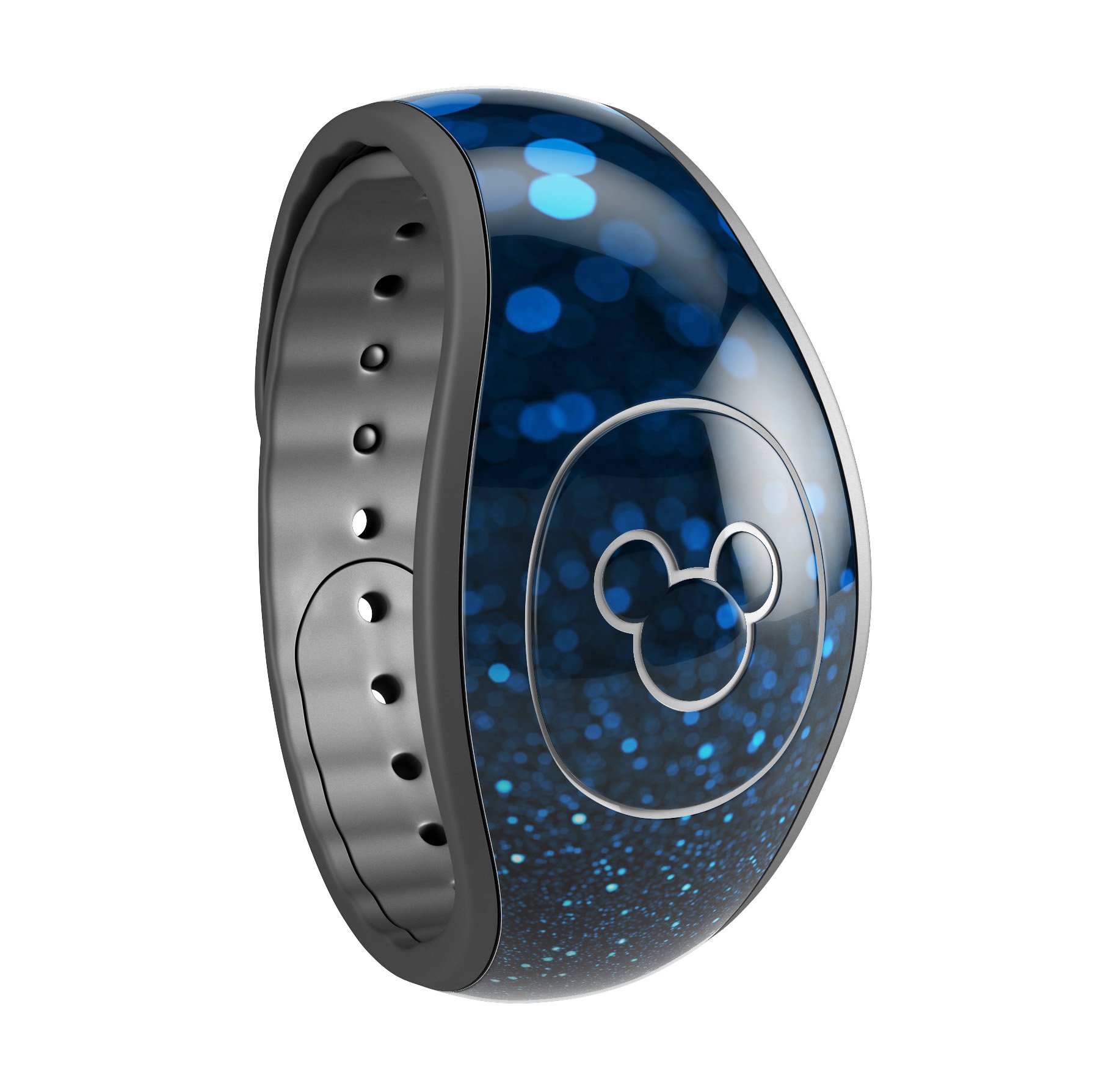 50 Shades of Unflocused Blue decal skin wrap kit for Disney Magic Band, showcasing vibrant colors and a stylish design.