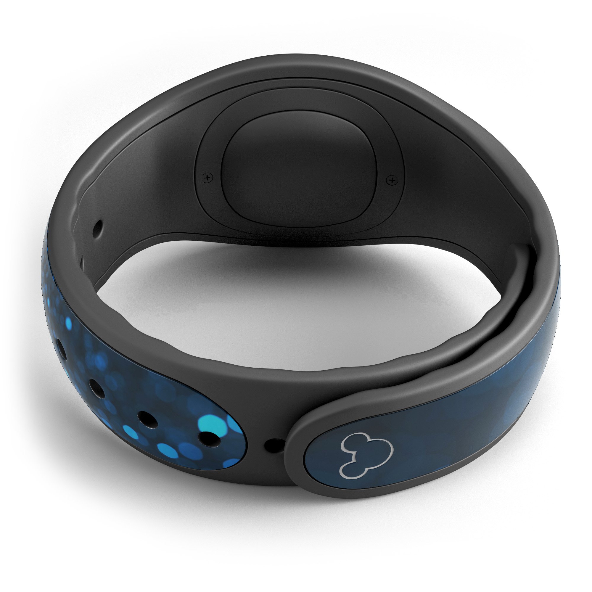 50 Shades of Unflocused Blue decal skin wrap kit for Disney Magic Band, showcasing vibrant colors and a stylish design.