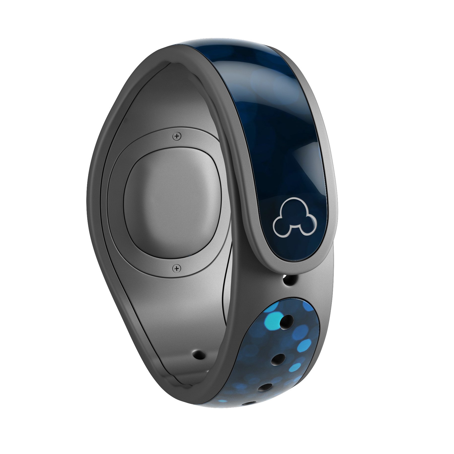 50 Shades of Unflocused Blue decal skin wrap kit for Disney Magic Band, showcasing vibrant colors and a stylish design.